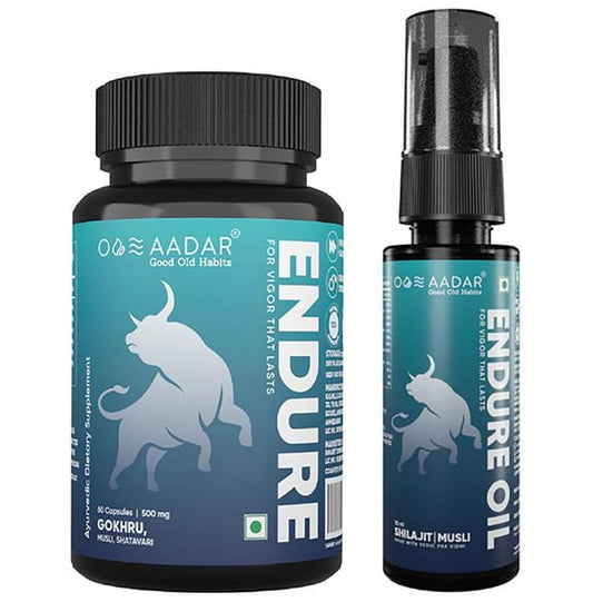 Aadar Combo Pack of Endure Capsule 60 and Endure Oil 30ml - Classic Derma