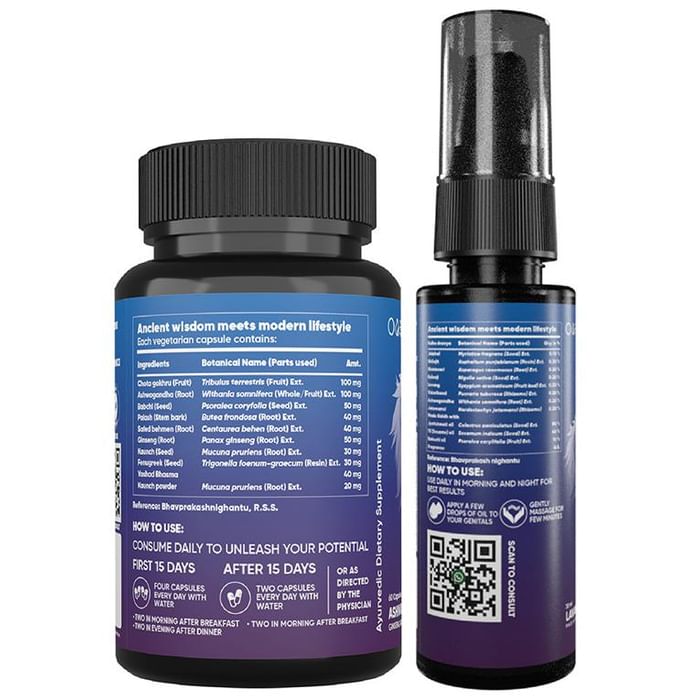 Aadar Combo Pack of Straight Up Capsule 60 and Straight Up Oil 30ml