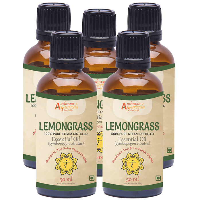 Aashman Ayurveda 100% Pure Steam Distilled Essential Oil (50ml Each) Lemongrass - Classic Derma
