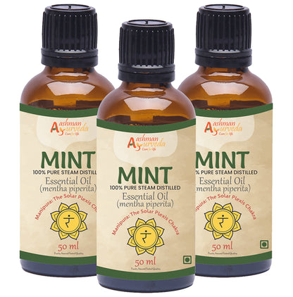 Aashman Ayurveda 100% Pure Steam Distilled Essential Oil (50ml Each) Mint - Classic Derma