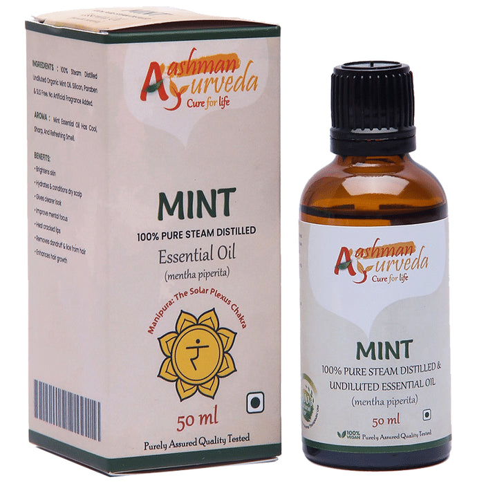 Aashman Ayurveda 100% Pure Steam Distilled Essential Oil (50ml Each) Mint