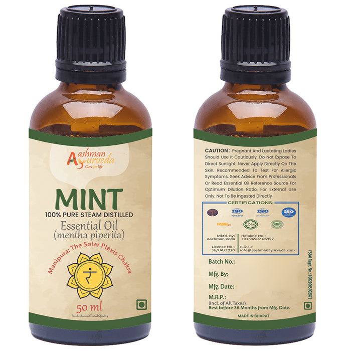 Aashman Ayurveda 100% Pure Steam Distilled Essential Oil (50ml Each) Mint