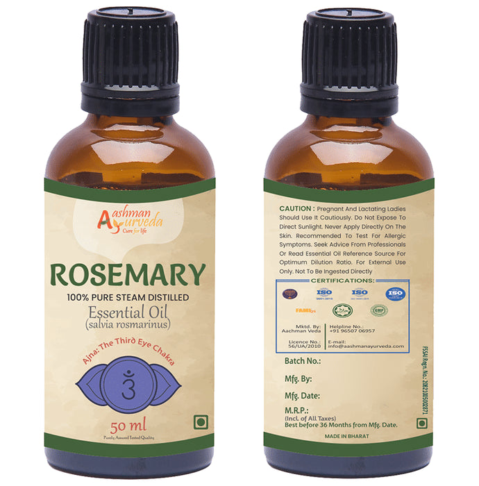Aashman Ayurveda 100% Pure Steam Distilled Essential Oil (50ml Each) Rosemary