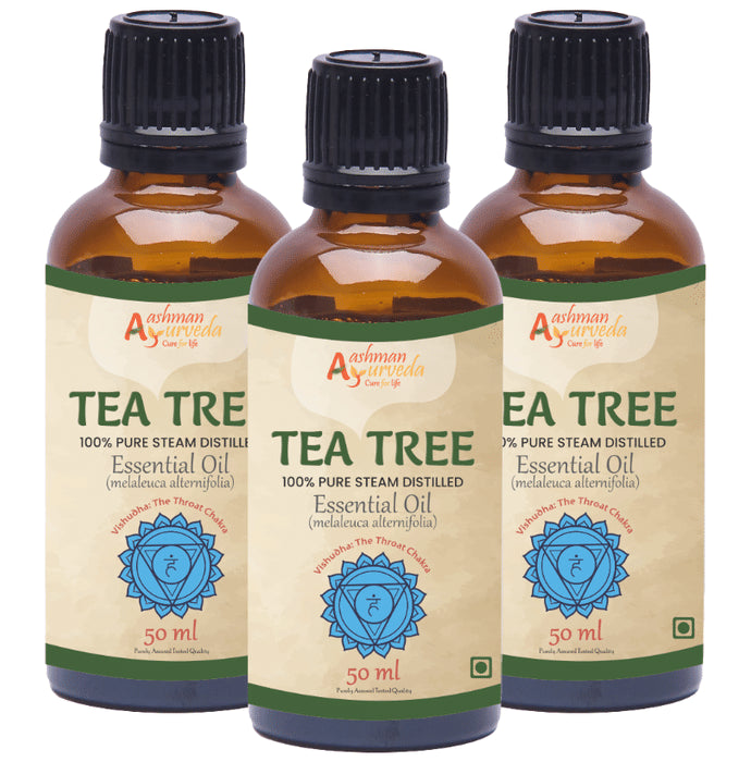 Aashman Ayurveda 100% Pure Steam Distilled Essential Oil (50ml Each) Tea Tree - Classic Derma