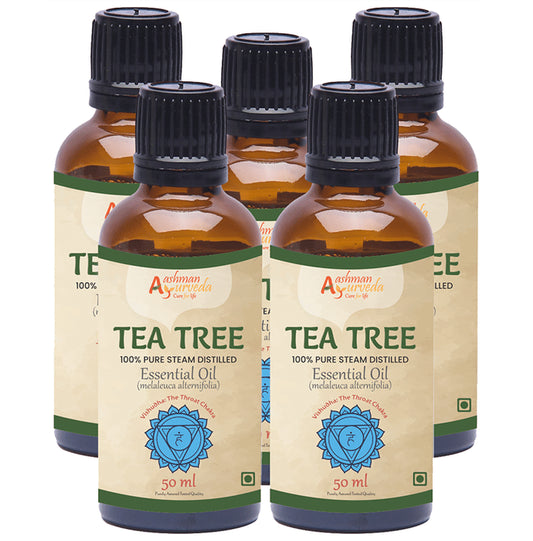 Aashman Ayurveda 100% Pure Steam Distilled Essential Oil (50ml Each) Tea Tree - Classic Derma
