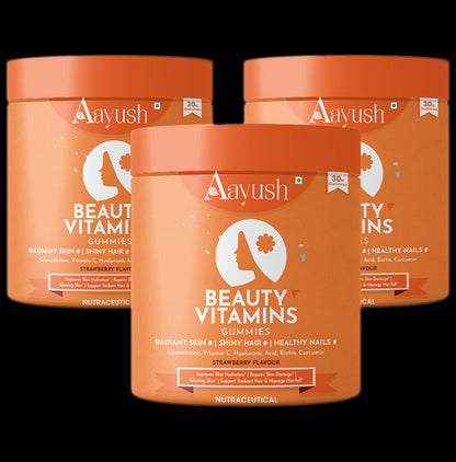 Aayush Beauty Vitamins Gummies (30 Each) Strawberry - Classic Derma