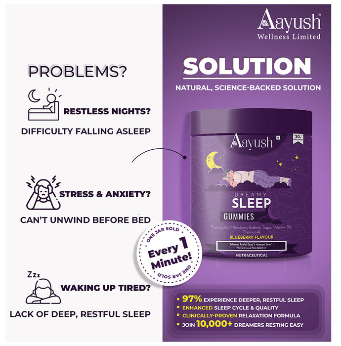Aayush Dreamy Sleep Gummies (30 Each) Blueberry