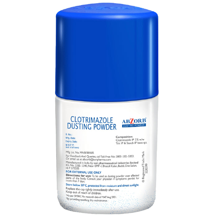 Abzorb Anti Fungal Dusting Powder | Absorbs Excess Sweat | Controls Itching | Derma Care | Manages Fungal Infections