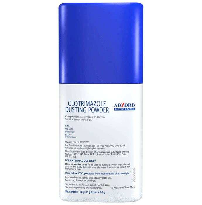 Abzorb Anti Fungal Dusting Powder | Absorbs Excess Sweat | Controls Itching | Derma Care | Manages Fungal Infections