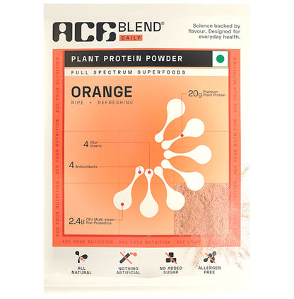 Ace Blend Daily 20g Vegan Plant Protein Powder & Superfoods Orange - Classic Derma