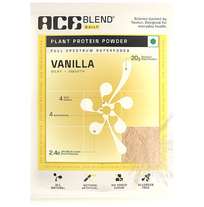 Ace Blend Daily 20g Vegan Plant Protein Powder & Superfoods Vanilla - Classic Derma