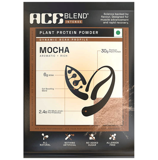 Ace Blend Intense 30g Vegan Plant Protein Powder with BCAA Mocha - Classic Derma