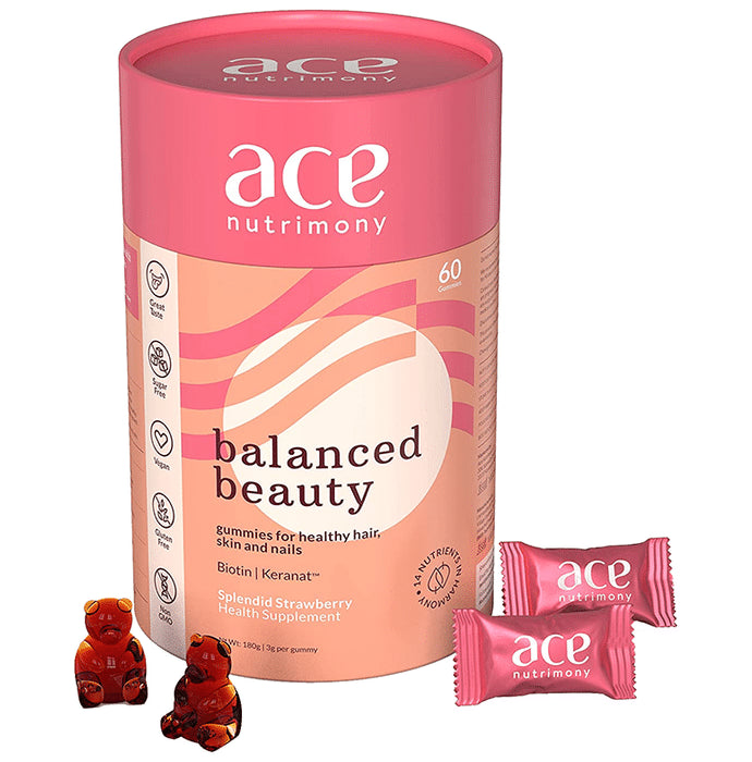 Ace Nutrimony Balanced Beauty Gummies Splendid Strawberry - Classic Derma