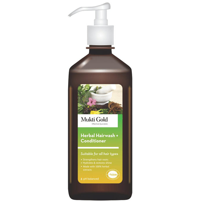 Axiom Mukti Gold Herbal Hairwash + Conditioner | Helps Strengthen Hair Roots Shampoo - Classic Derma