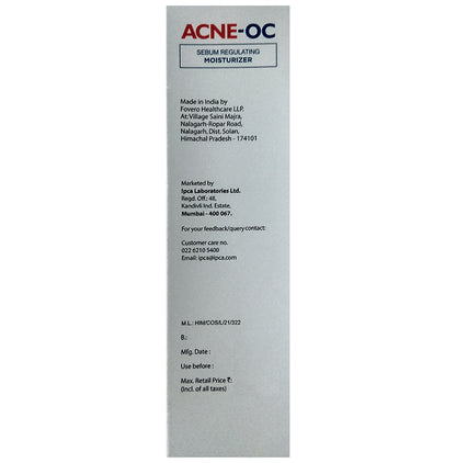 Acne  OC Sebum Regulating Moisturizer | Non Comedogenic and Paraben Free Hydrating Face Care Product