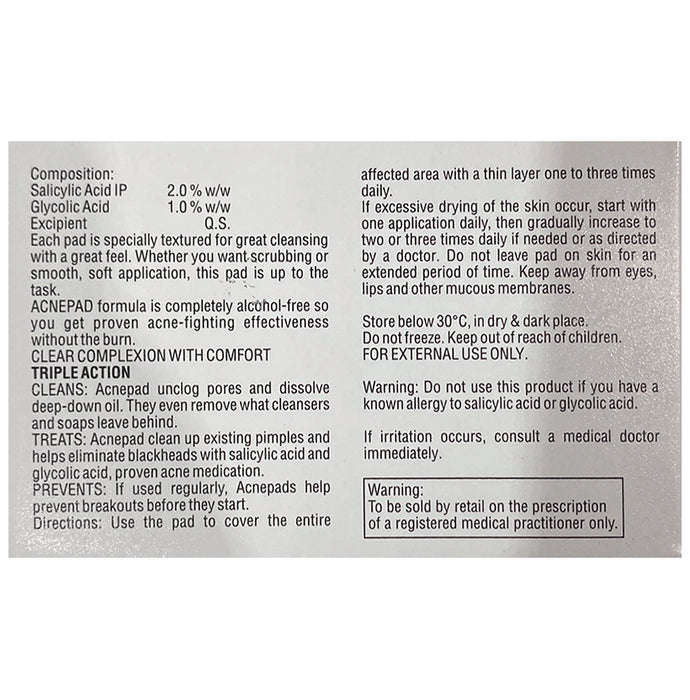 Acnepad Salicylic Acid & Glycolic Acid Wipes