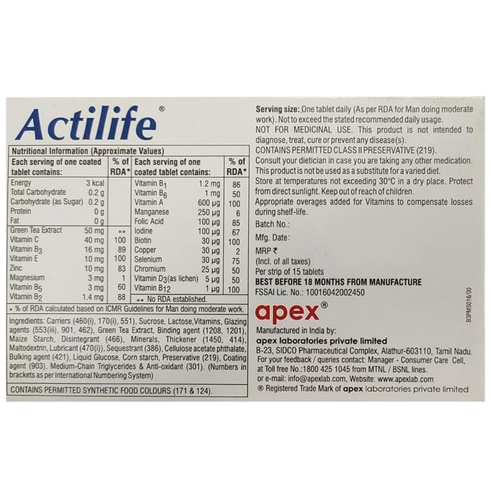Actilife Nutraceutical Tablet