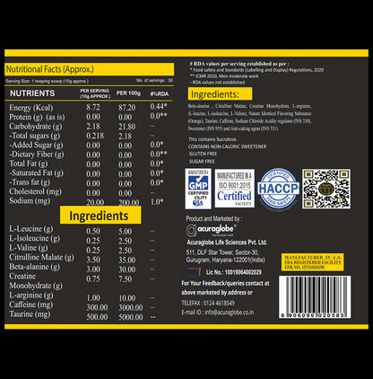 Acuraglobe Morcare-P Pre Workout Powder Blueberry