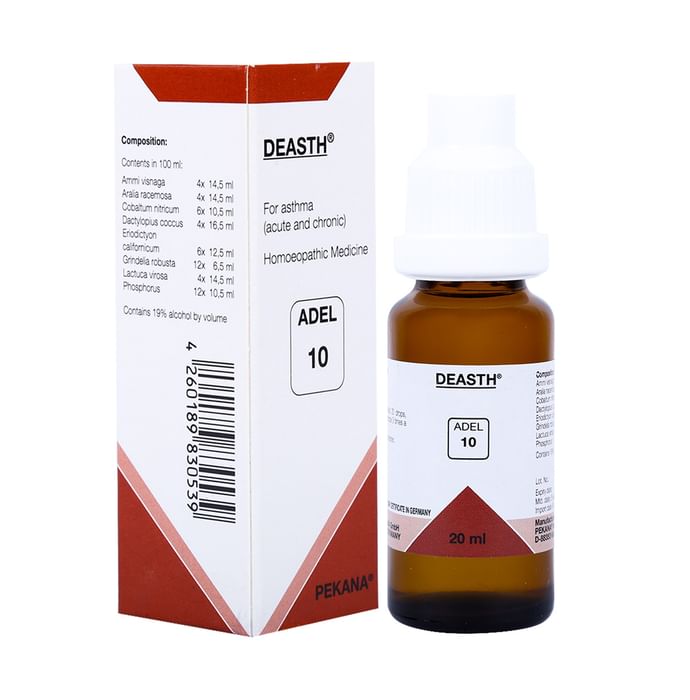 ADEL Asthma Care Combo Pack of 10 Deasth Drop 20ml & Antimonium Tartaricum Dilution 30CH 10ml