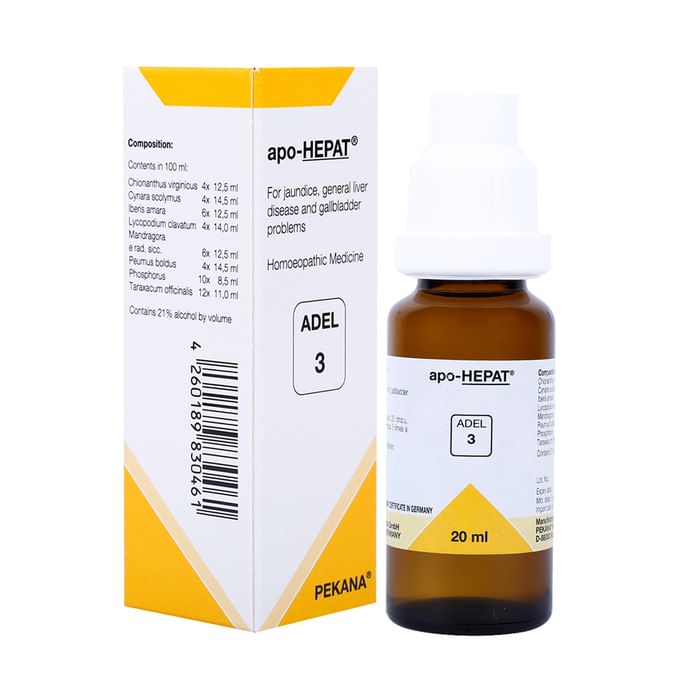 ADEL Liver Care Combo Pack of ADEL 3 Apo-Hepat Drop 20ml & Lycopodium Clavatum Dilution 200 CH 10ml