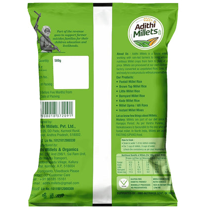 Adithi Millets Combo Pack of BrownTop Millet Rice , Barnyard Millet Rice & Foxtail Millet Rice (500gm Each)