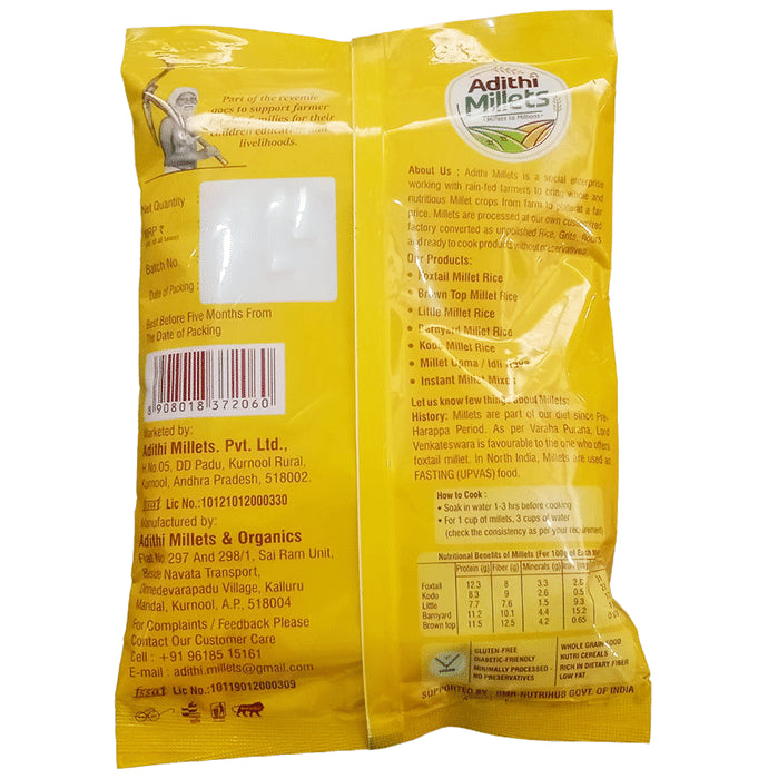 Adithi Millets Combo Pack of BrownTop Millet Rice , Barnyard Millet Rice & Foxtail Millet Rice (500gm Each)