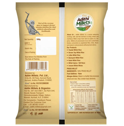 Adithi Millets Combo Pack of Millet Rice Foxtail, Little, Proso, Kodo, Barnyard (500gm Each)