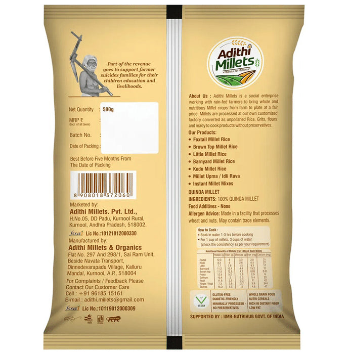 Adithi Millets Combo Pack of Millet Rice Quinoa, Foxtail, Little, Kodo, Barnyard (500gm Each)