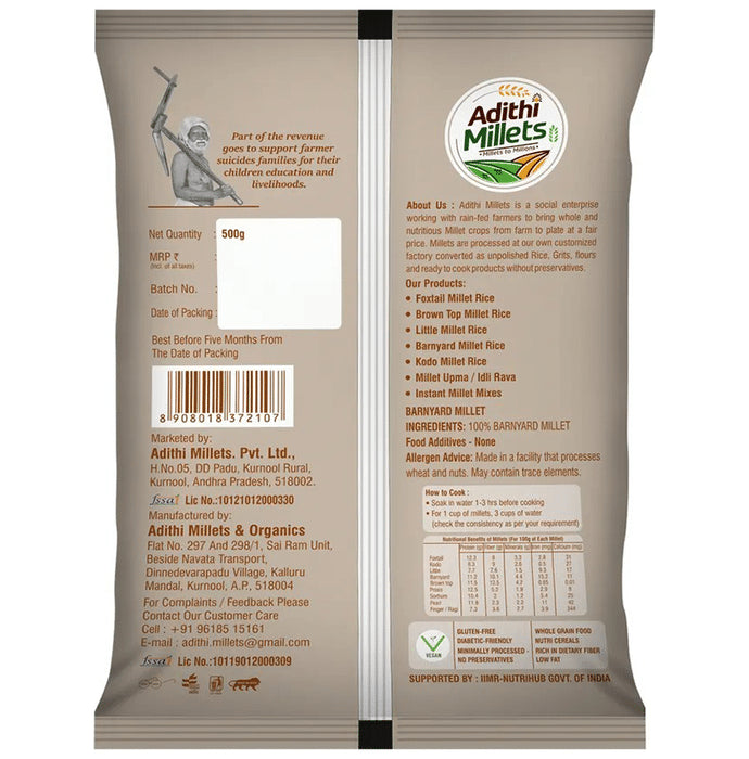 Adithi Millets Combo Pack of Millet Rice Quinoa, Foxtail, Little, Kodo, Barnyard (500gm Each)