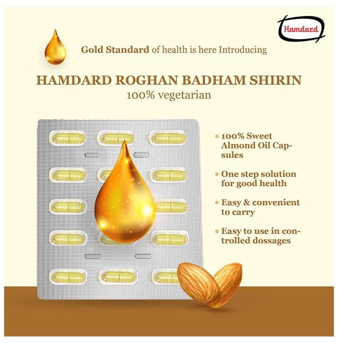 Hamdard Roghan Badam Shirin (Pure Almond Oil/Badam Tel) Capsule