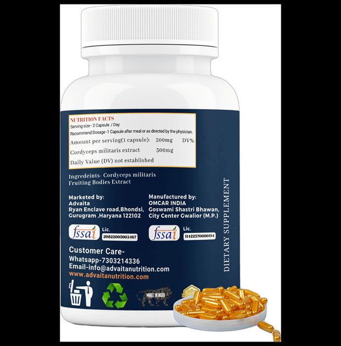 Advaita Nutrition Cordyceps Millitaris Capsule