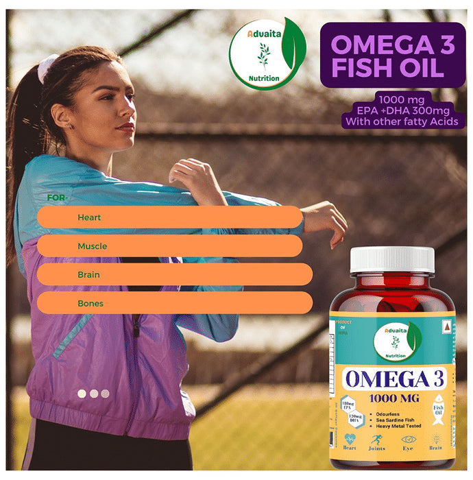 Advaita Nutrition Omega 3 1000mg Softgel Soft Gelatin Capsule