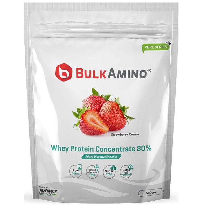 Advance Nutratech Bulk Amino Whey Protein Concentrate 80% Powder Strawberry Cream - Classic Derma
