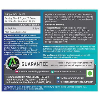 Advance Nutratech Combo Pack of Advance Arginine 200gm & Glutamine 100gm (Unflavored)