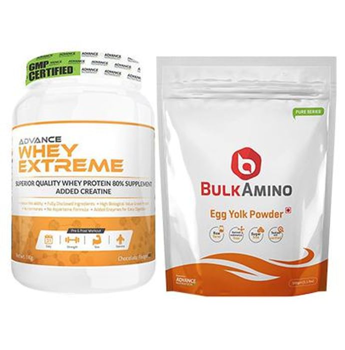 Advance Nutratech Combo Pack of Whey Extreme Protein Chocolate 1kg and Bulk Amino Egg Yolk Powder 500gm - Classic Derma