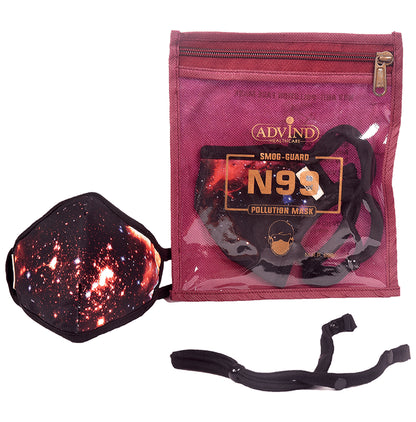 Advind Healthcare Smog-Guard N99 Pollution Mask for Kids Small without Valve Galaxy Design, Star Design & Red Polka Design
