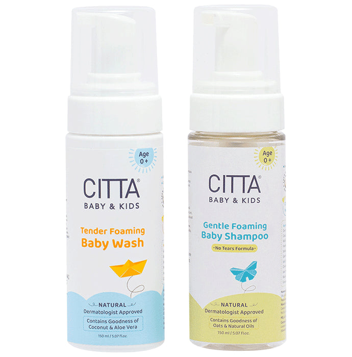Citta Combo Pack of Tender Foaming Body Wash & Gentle Foaming Baby Shampoo (150ml Each) - Classic Derma