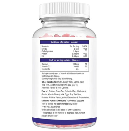 Aesthetic Softcaps Aesocal-D Calcium & Vitamin D2 Gummies Strawberry No Added Sugar