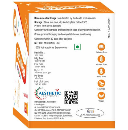 Aesthetic Softcaps Aesocee Vitamin C , Vitamin D & Zinc Gummies Orange Sugar Free