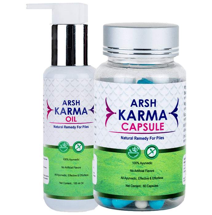 Ayukarma Arsh Karma Capsule Natural Remedy for Piles(60 Each) - Classic Derma