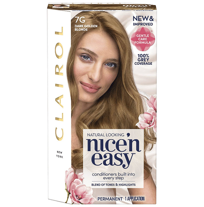 Clairol Natural Looking Nicen Easy 7G Dark Brown Blonde Hair Color Kit - Classic Derma