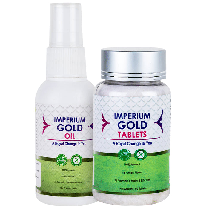 Ayukarma Combo Pack of Imperium Gold Oil 50ml & 60 Tablet - Classic Derma