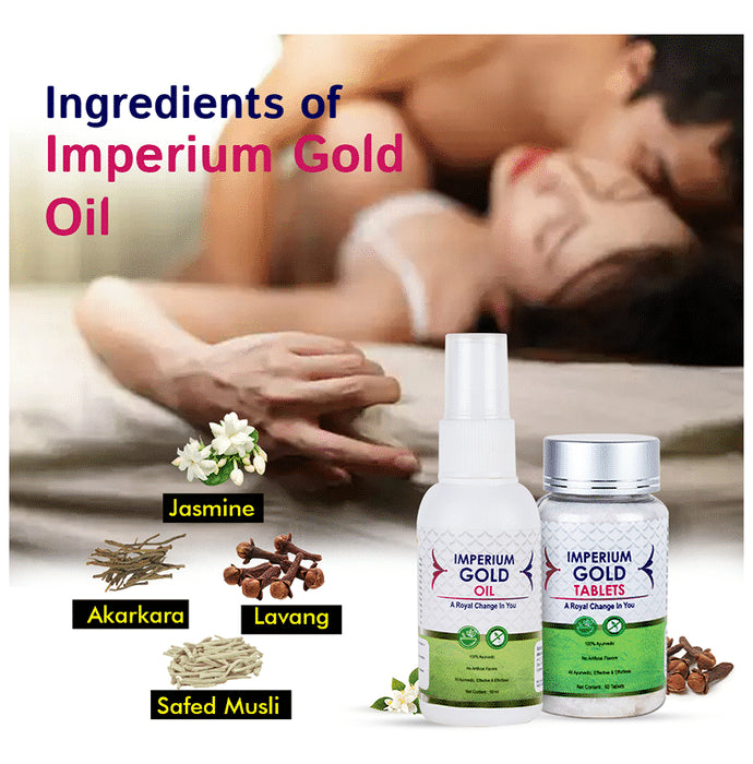 Ayukarma Combo Pack of Imperium Gold Oil 50ml & 60 Tablet