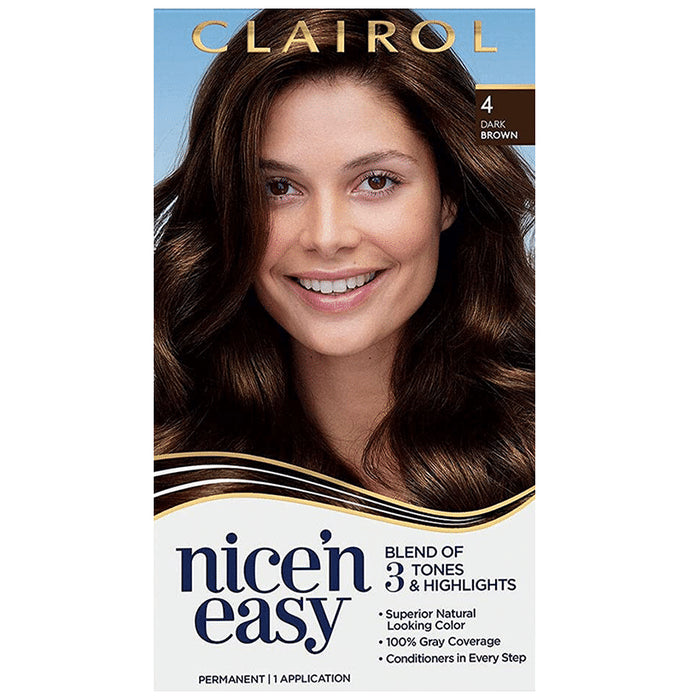 Clariol Nice'n Easy Blend of 3 Tones & Highlights 4 Dark Brown Hair Color - Classic Derma