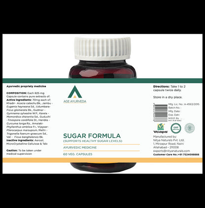 Age Ayurveda Sugar Formula Veg Capsule
