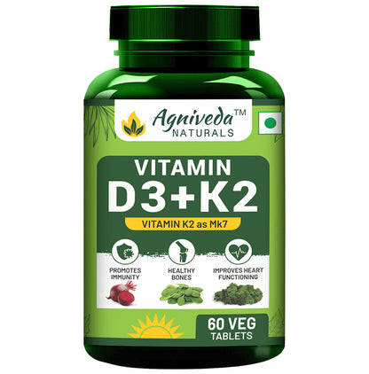 Agniveda Naturals Vitamin D3 +K2 Veg Tablet - Classic Derma