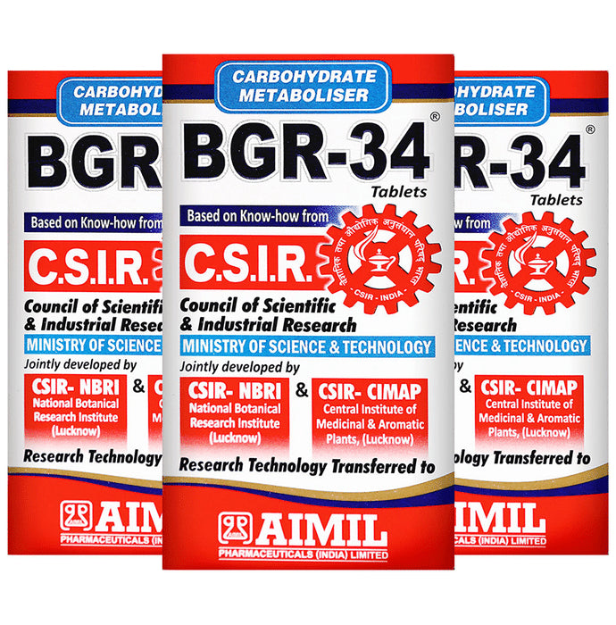 Aimil Bgr 34 Tablet Carbohydrate Metaboliser R&D by CSIR (100 Each) - Classic Derma