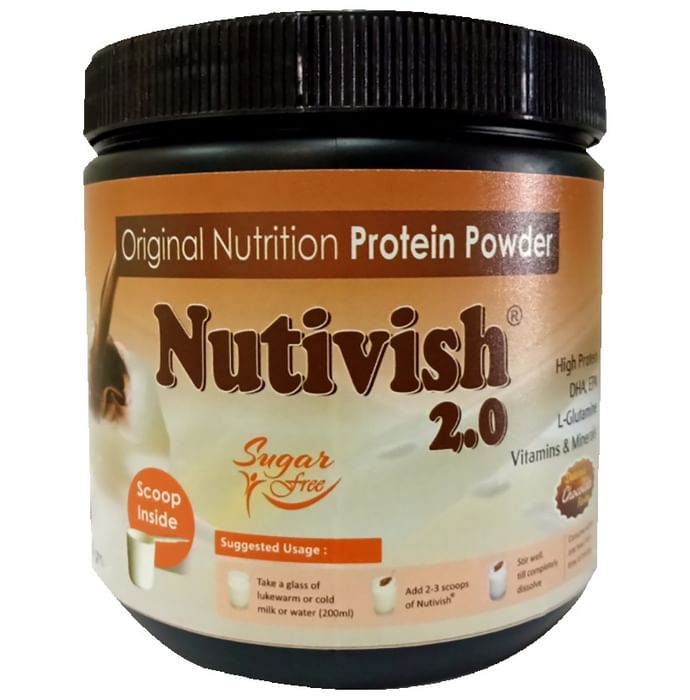 Nutivish Original Nutrition Whey Protein | With L-Glutamine & Omega 3 for Energy | Sugar-Free | Flavour Delicious Chocolate Powder - Classic Derma