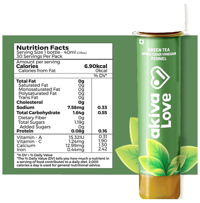 Akiva Green Tea Apple Cider Vinegar Drink (40ml Each)