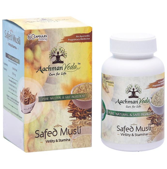 Aachman Veda Safed Musli Virility & Stamina Capsule 500mg (60 Each)